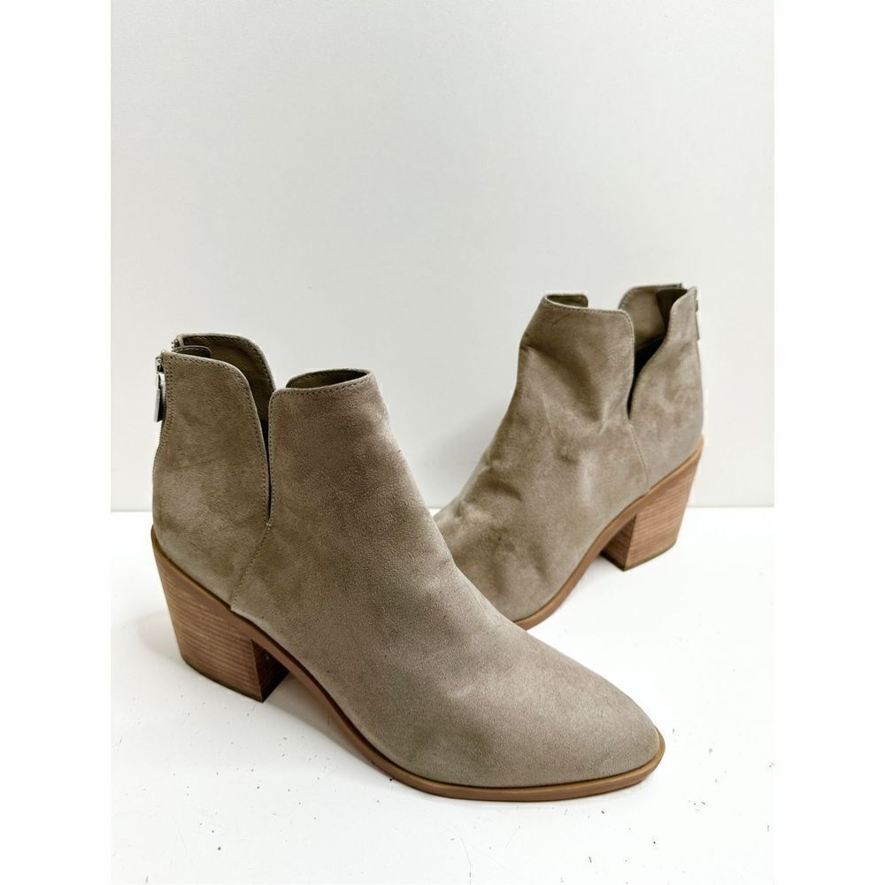 BP Boots Womens 10 Brynne Gray Block‎ Heel Cut Out Zip Western Booties